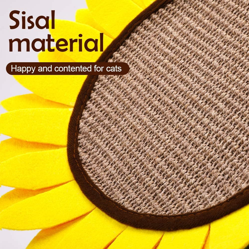 ShellKingdom 17.7'' Cat Scratching Post, Natural Sisal Claw Scratchers Board for Kittens Small Cats. Sunflower Cat Interactive Toys