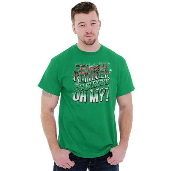 Xmas Elves Reindeer Sleighs Oh My Men's Graphic T Shirt Tees Brisco Brands S