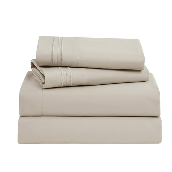 Clara Clark Bed Sheets, Premier 1800 Series Bed Sheet Set, Deep Pocket, Wrinkle, Fade, Stain Resistant, Luxury Soft Bedding Sheets & Pillowcases, Queen, Linen