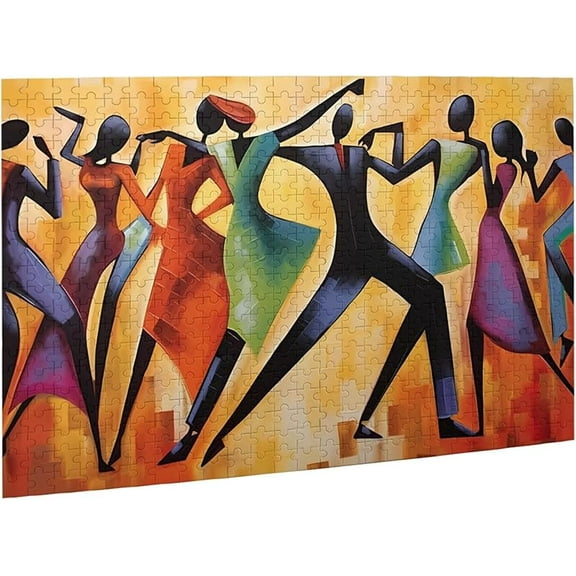 Puzzles For Adults 500 Pieces Black African American Men Woman Party Art Dancing Formation Wooden Diy Families Toys Gift Unique Home Decor Funny Wall Jigsaw Puzzle