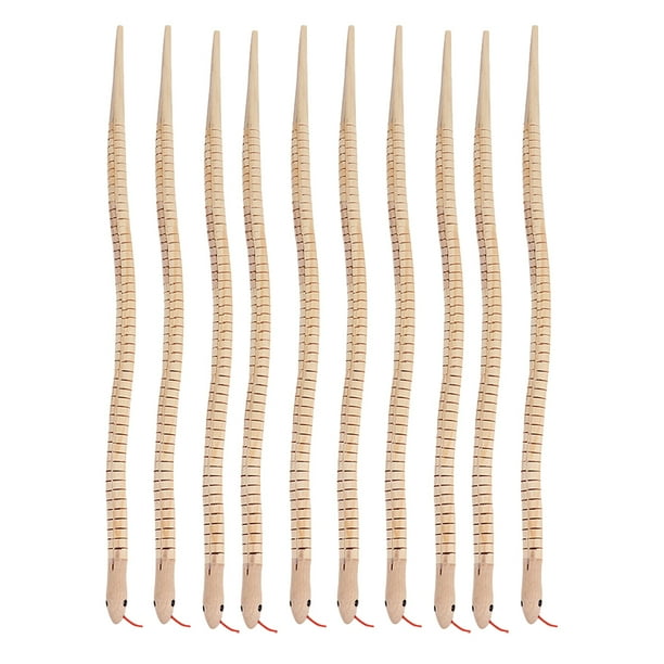 10 serpientes de madera para niños, juguete de serpiente de madera articulada flexible, suministros para fiestas infantiles