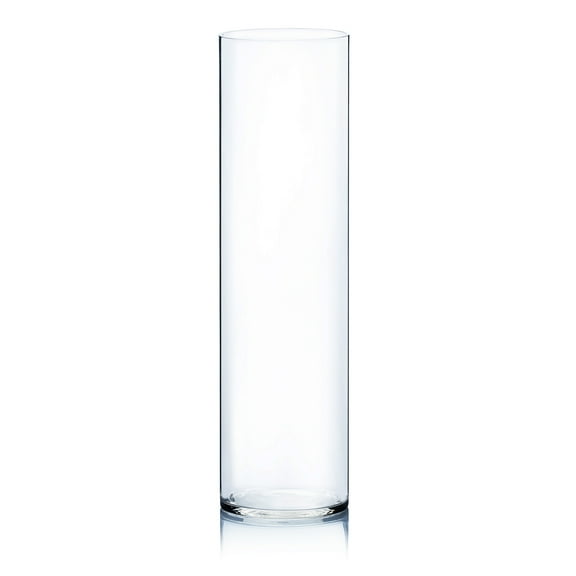 WGV Clear Cylinder Glass Vase - 7" Wide x 26" Height, Good quality, Heavy Weighted Base - 1 Pc