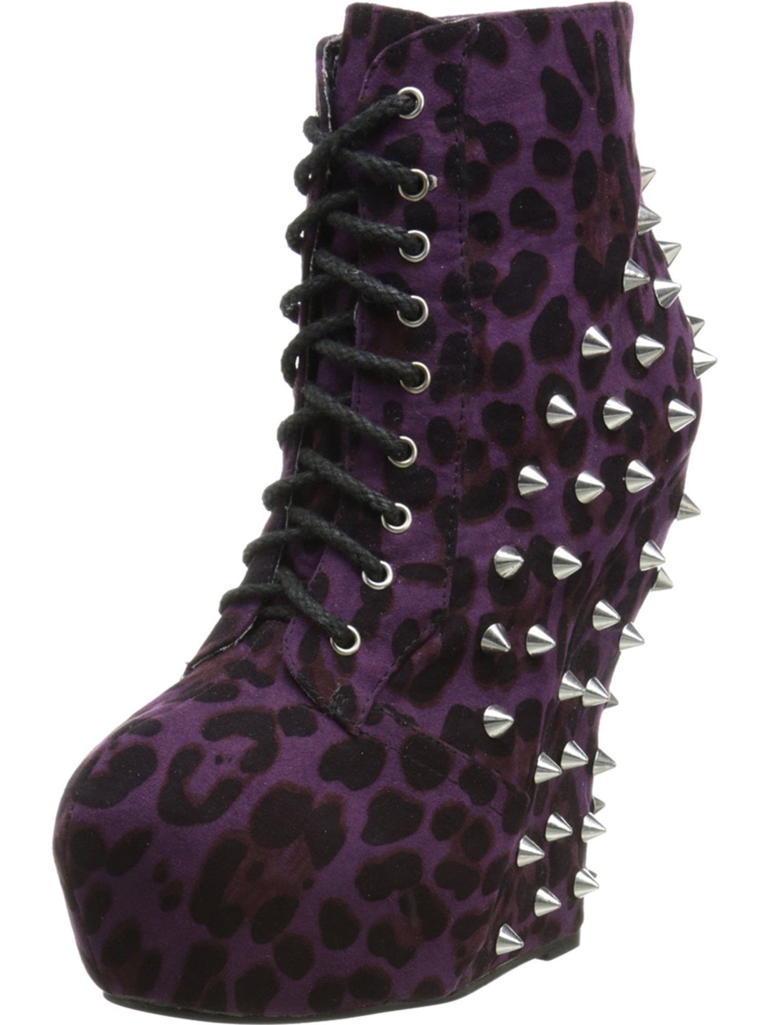 leopard print studded boots