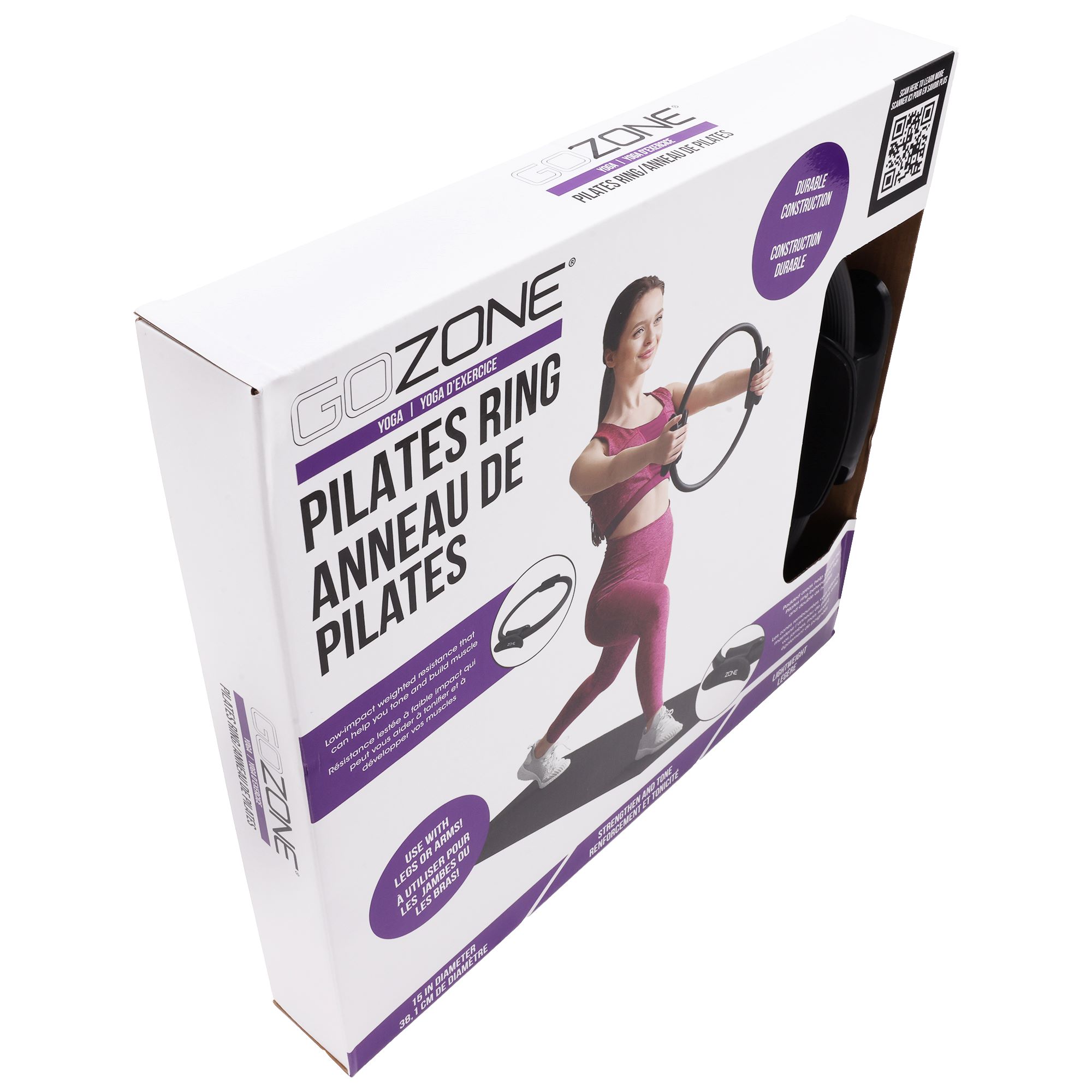 GoZone Pilates Ring, Yoga Fitness Circle pour Exercices de Jambes et de Bras, Noir, 15 Pouces F-GOZONE ANNEAU DE PILATES