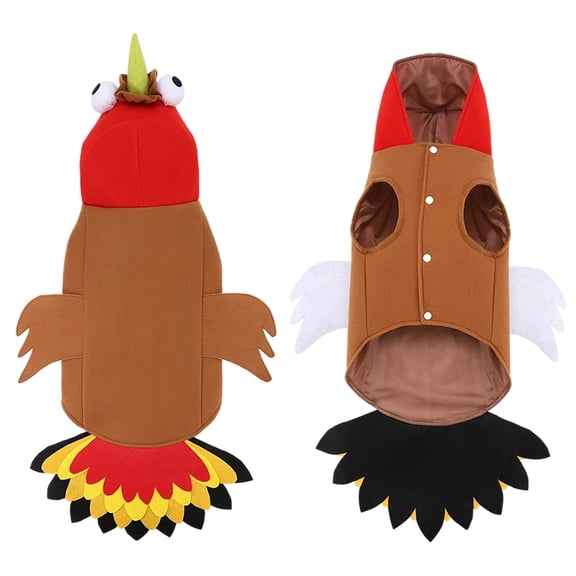 Thanksgiving Turkey Dog - Cute Pet Cosplay Outfit with Hood, Wings and Tail, Soft Spandex Cat Dog Clothes for Fall Holiday Party