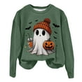 thumbnail image 6 of mgoYE Halloween Shirts for Women Long Sleeve Crewneck Casual Dressy Tops Funny Graphic Halloween Fall Fashion Outfits(Dark Green,XL), 6 of 7