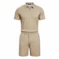 thumbnail image 7 of Xcmzpl Men 2 Piece Golf Set, Quarter Zip Collared Shirt & Shorts with Pockets, 7 of 7