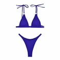 thumbnail image 2 of WREESH Womens String Bikini Sets Solid Color Swimwear Two-Piece Slim Swimsuit Bikini Straped Swimsuits Beach Bathing Suit Blue, 2 of 6