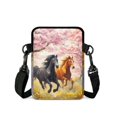 thumbnail image 2 of FUIALDOLG Crossbody Bag for Running, Portable Zipper Cross Body Phone Purse for Girls Running Horses Sakura Print Crossbody Bags, 2 of 7