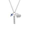 thumbnail image 2 of Delight Jewelry Silvertone Small Blue Crystal Cross Always My Mother Bar Zoe Necklace, 2 of 4