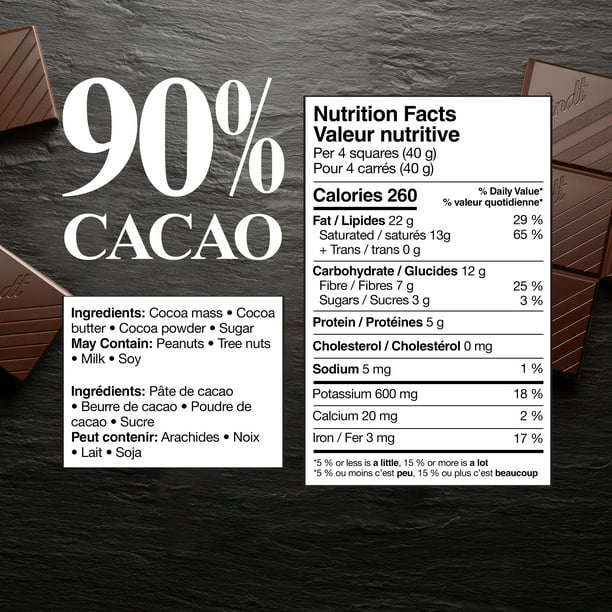 Lindt EXCELLENCE 90% Cacao Dark Chocolate Bar, 100 Grams - Walmart.ca