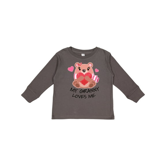 Inktastic My Granny Loves Me Bear and Hearts Boys or Girls Long Sleeve Toddler T-Shirt