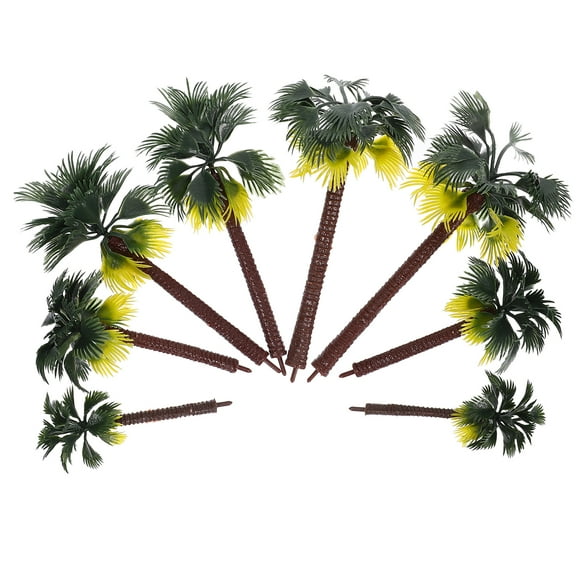8Pcs Green Palm Tree Mini for Hobbyists Indoor Decoration