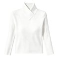 thumbnail image 4 of Vinsonshop Long Sleeve Fleece Lined Tops Women Wrap V Neck Turtleneck Slim Fit Thermal Base Layer Casual Winter Warm Shirts Fall Fashion White XXL, 4 of 9