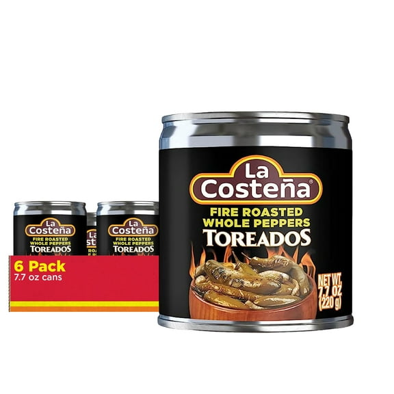 La Costeña Whole Serranos Toreados (Fire KKS1 Roasted Serranos) 7.7 oz (6-Pack)
