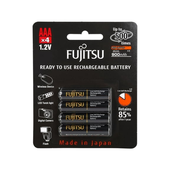4 Fujitsu AAA Ready-to-use HR4UTHC 950mAh (Min. 900mAh) rechargeable battery NiMH 1.2V Made in Japan