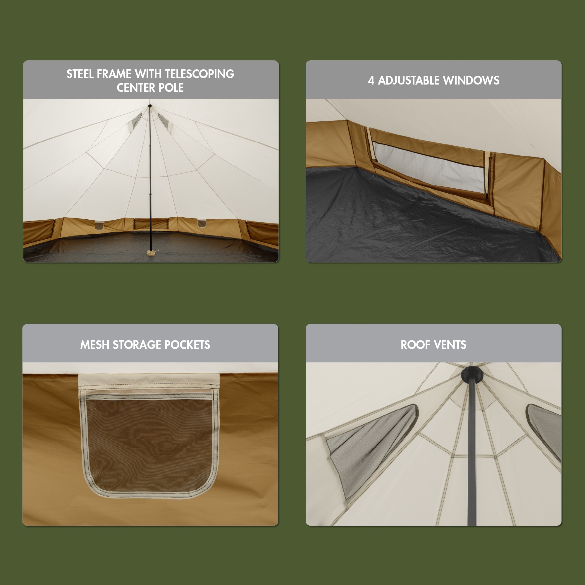 Carpa tipo campana para 8 personas con luces de cadena, 15 x 15 pies, 22.57 lb 4