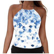 Ramiter Women Tankini Bathing Suit Tops for Women Tankini Tops Only Tummy Control Swim Tops Swimwear Beachwear Bikini Plus Size Tankini Top Only No Bottom Light Blue,XL