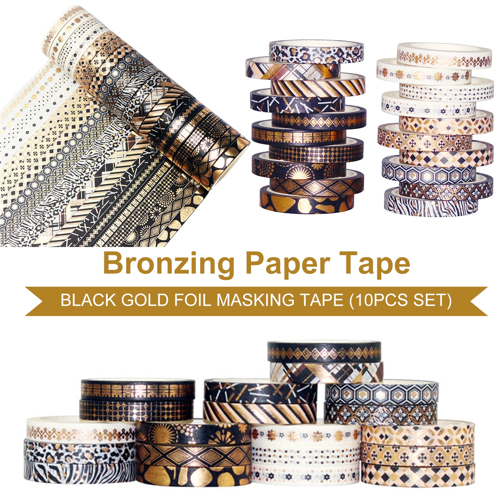 20Roll/Set Washi Tape Clear Print DIY Removable Decorative Geometric Patterns Paper Stickers for