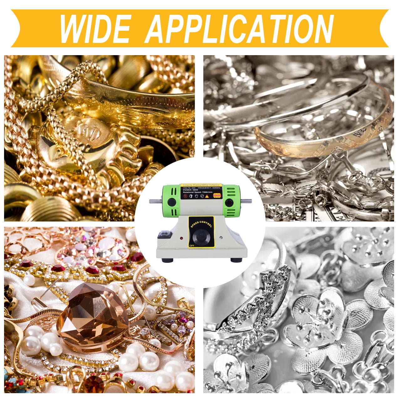 BG3109 Mini Polishing Motor with Dust Collector double head, Stepless Speed Regulation Bench Buffer Polisher Jewelry