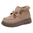 thumbnail image 7 of Women's Platform Winter Boots Cute Beaded Bow High Top Slip on Platform Snow Booties Casual Cold Weather Warm Loafers Khaki Size 7, 7 of 7