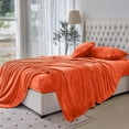 thumbnail image 4 of Elegant Comfort Soft 4-Piece Velvet Plush Flannel Sheet Set - Quality - Cozy Warm, Anti-Static, Non Pilling Fuzzy Velvet Flannel Fleece Deep Pocket Sheet Set - Twin, Orange, 4 of 5