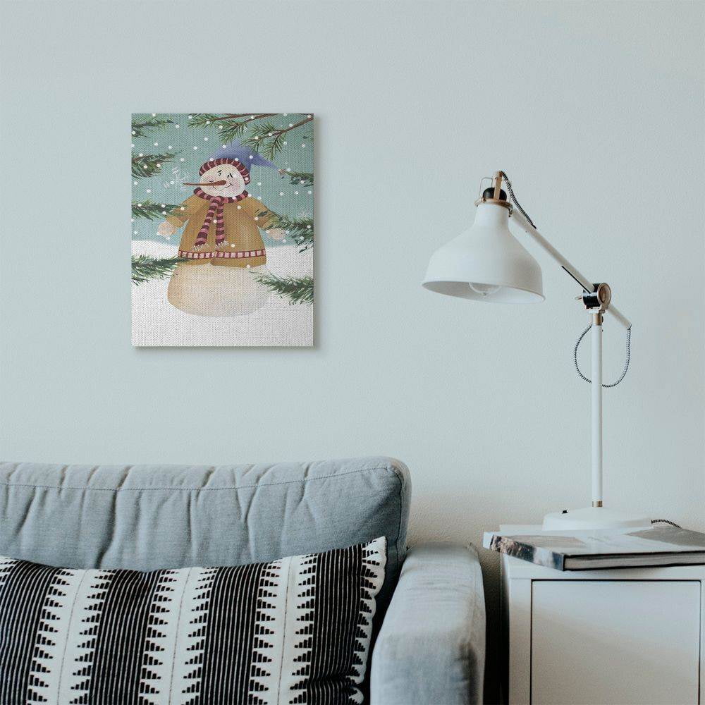 Stupell Industries Snowman Pine Trees Christmas Holiday IllustrationCanvas Wall Art By Artist Regina Moore