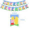 thumbnail image 1 of Lindo plato de cubiertos para fiesta de cumpleaños de la familia Peppa Pig, pancarta desechable, adorno de Peppa, bandera colgante, globos, decoración de pastelería, 1 of 5