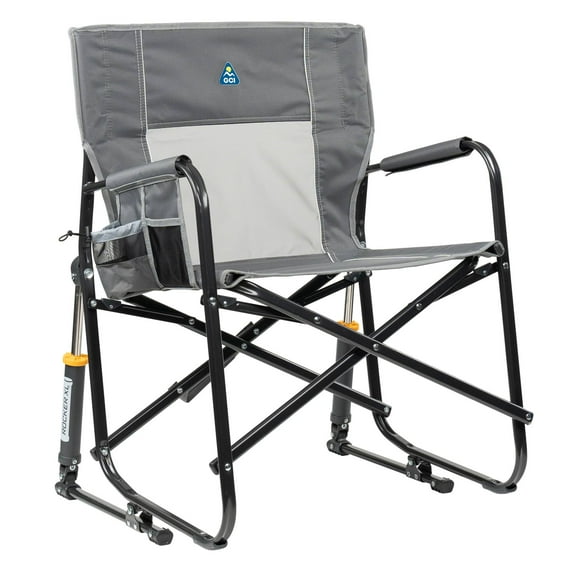 GCI Outdoor Freestyle Rocker XL Oversized Foldable Rocking Camp Chair, Pewter