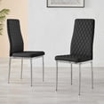 thumbnail image 2 of 4x Milan Black Chrome Hatched Faux Leather Dining Chairs, 2 of 6