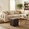 thumbnail image 2 of LEDREM Storage Ottoman with Hinged Lid, 14-Gallon Footrest Stool with Solid Wood Frame, 660lb Capacity for Living Room, Bedroom, Deep Burgundy, 2 of 7