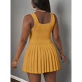 thumbnail image 2 of Womens Mustard Yellow Tennis Dress With Pleated Skirt And Racerback, 2 of 10