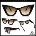 thumbnail image 3 of Womens Retro Large Gothic Cat Eye Thick Plastic Retro 80s Squared Sunglasses Tortoise - Brown, 3 of 8