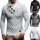 thumbnail image 3 of Suéter de punto de cuello alto con hebilla de cuero para hombres europeos y americanos de otoño e invierno para hombres, 3 of 5