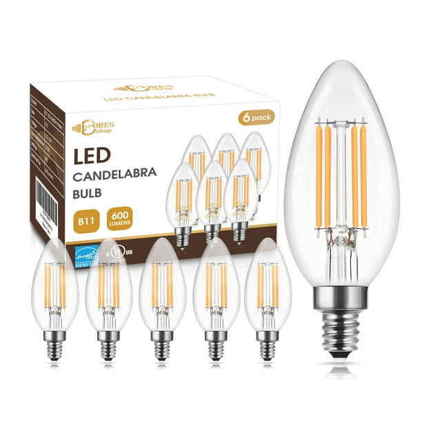 6 Pack E12 Led Candelabra Light Bulbs 60 Watt 600 Lumens 3000k Warm White Dimmable Dusk To Dawn Outdoor Vintage Edison For Chandelier And Scones Com 6 Pack E12 Led Candelabra Light Bulbs, Dusk To Dawn Outdoor Candelabra Light Bulbs