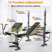 Weight Bench,Blacksmith 6-in-1 Adjustable 1100 lbs Load Bearing Weightbench Set with Squat Rack, Leg Developer, Preacher Curl, Butterfly Arms