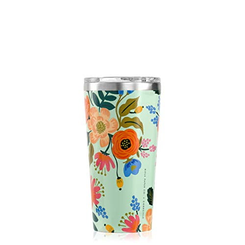 corkcicle Tumbler Triple Insulated Stainless Steel Travel cup with Shatterproof Lid Reusable (16oz 475ml, Lively Floral)