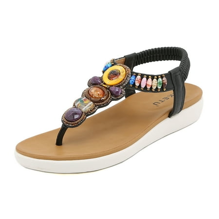 

Womens Summer Sandals For Flat Slip On Sandals Crystal Roman Shoes Open Toe Casual Sandals Summer Open Toe Slide Sandals Comfortable Flats Flip-Flops Casual Platforms Heeled Wedge Sandals A25580