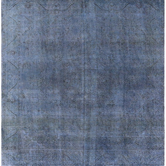 Ahgly Company Indoor Square Mid-Century Modern Purple Navy Blue Oriental Area Rugs, 6' Square