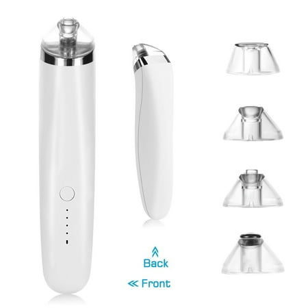 Dc Suction Machine Multi-Functional Blackhead Remover Tool Set, USB Rechargeable, Pore Cleaner Vacuum Comedone Extractor Acne Comedo Suction, Exfoliating Machine with 4 Replaceable Suction Heads, White ()