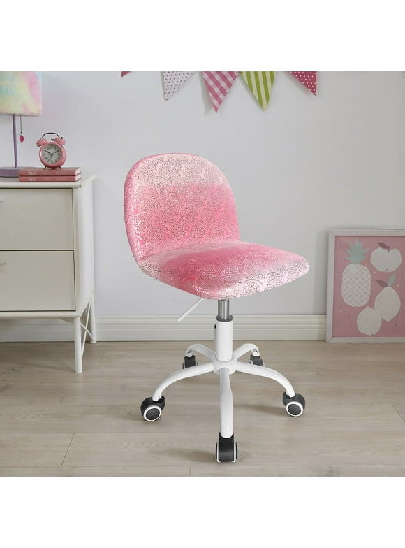 Heritage Club Kids Faux Fur Task Chair, Ombre Scales with Holographic Foil, Pink
