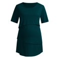 thumbnail image 3 of HAPIMO T-Shirts for Women Classic-Fit Womens Summer Fashion Tops Short Sleeve Shirt Casual Loose Maternity Lactation O-Neck Cozy Blouse Solid Color Tierred Tee Shirt Savings Blue XXL, 3 of 6
