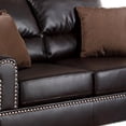 thumbnail image 3 of Benjara 2 Pc Sofa and Loveseat Set- Espresso Brown Faux Leather- Nailhead Trim, 3 of 5