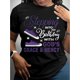 thumbnail image 1 of Birthday Print T-shirt, Short Sleeve Crew Neck Casual Top For Summer & Spring, Women's Clothing Tee For Adult, Men, Women, Teen, Teenager, Adolescent, Youth, 1 of 6