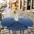 thumbnail image 6 of Navy Blue Ombre Round Tablecloth for 55-60 Inch Tables,Fitted Table Cover with Elastic Edge,Black Hockey Sticks Minimalist Style Waterproof Outdoor Table Cloth Protector for Patio Garden Dinner, 6 of 9