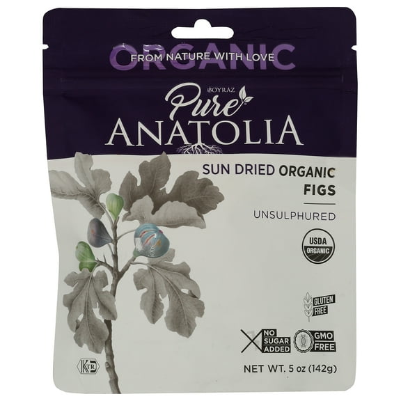 Pack of 6, Pure Anatolia Sun Dried Organic Figs, 5 oz
