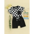 thumbnail image 3 of vera natura Baby Boys Shorts Set, Short Sleeve Plaid Tree Print T-shirt with Elastic Waist Shorts Summer Outfit, 3 of 9