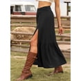thumbnail image 4 of DARING DIVA Women's Summer High Waisted A Line Casual Long Maxi Skirts X-Small Black, 4 of 6