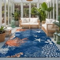 thumbnail image 2 of 5'x7' Area Rugs, Orange Navy Blue Coral Indoor Outdoor Area Rug for Living Room Bedroom, Summer Beach Coastal Ocean Starfish Washable Bathroom Rugs Kitchen Floor Carpet Mats Home Decor Aesthetic, 2 of 8
