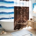 thumbnail image 5 of No Hook Shower Curtain, Coffee Beans Shower Curtains for Bathroom with See Through Top Window, Dark Brown Falling Cafe Bean Sacks Modern Waterproof & Washable Bath Curtain Stand Up Stall 36"x72", 5 of 9
